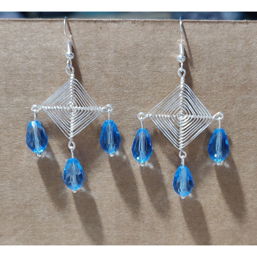 God's Eye Blue Crystal Earrings